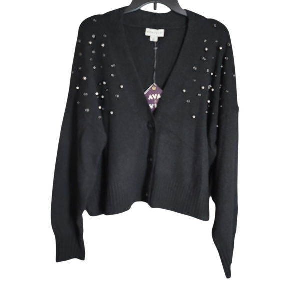 Ava & Viv Black Embellished Button-Down Sweater Cardigan - Picture 15 of 15